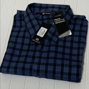 Travis Mathew | Blowin Up Vintage Inidgo Glen Plaid SS Button Up Shirt | New NWT